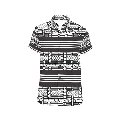 Samoan Tattoo Print Design LKS304 Men Short Sleeve Button Up Shirt
