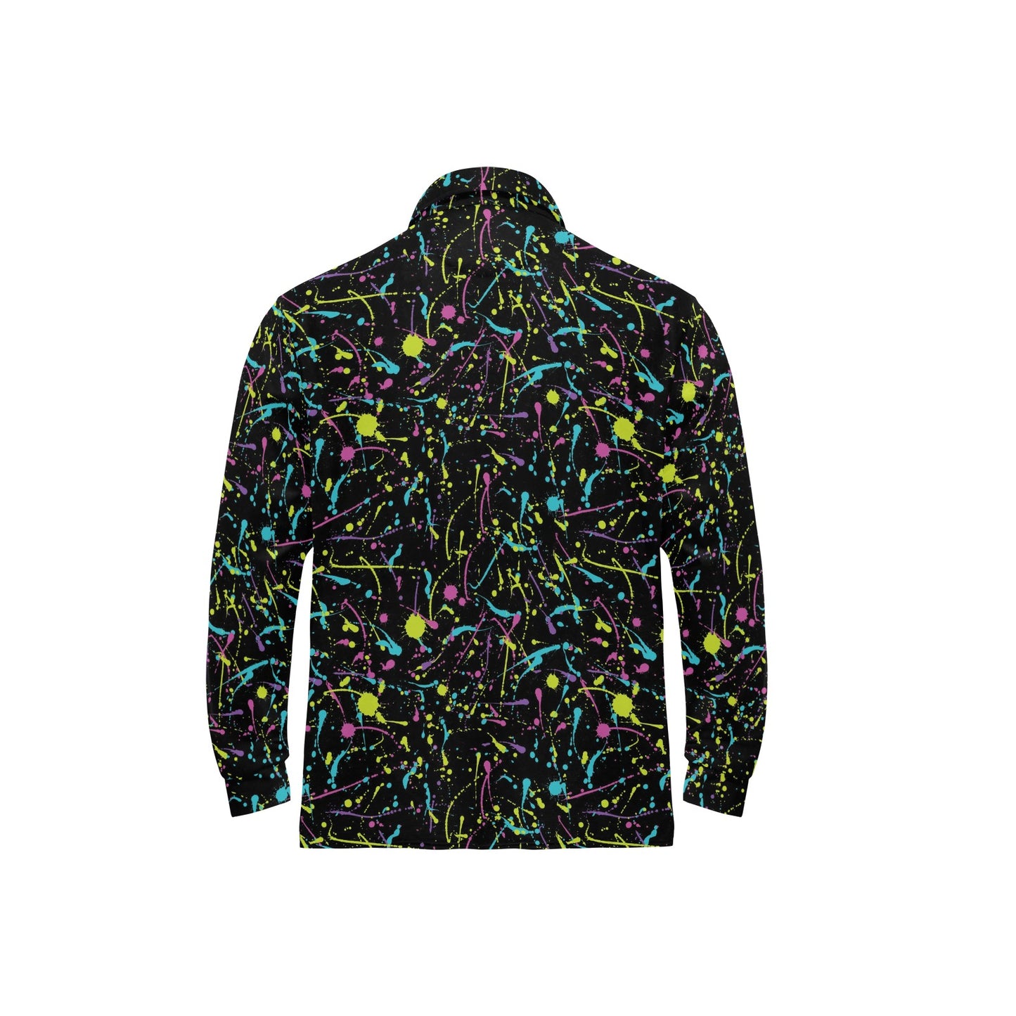 Splatter Multicolor Print Design LKS302 Long Sleeve Polo Shirt For Men's