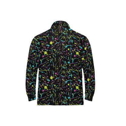 Splatter Multicolor Print Design LKS302 Long Sleeve Polo Shirt For Men's
