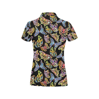 Butterfly Water Color Rainbow Women's Polo Shirt
