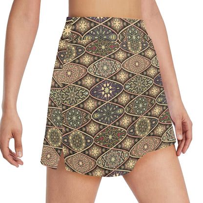 Mandala Motif Themed Design Print 17" Golf & Pickleball Skort with Pockets