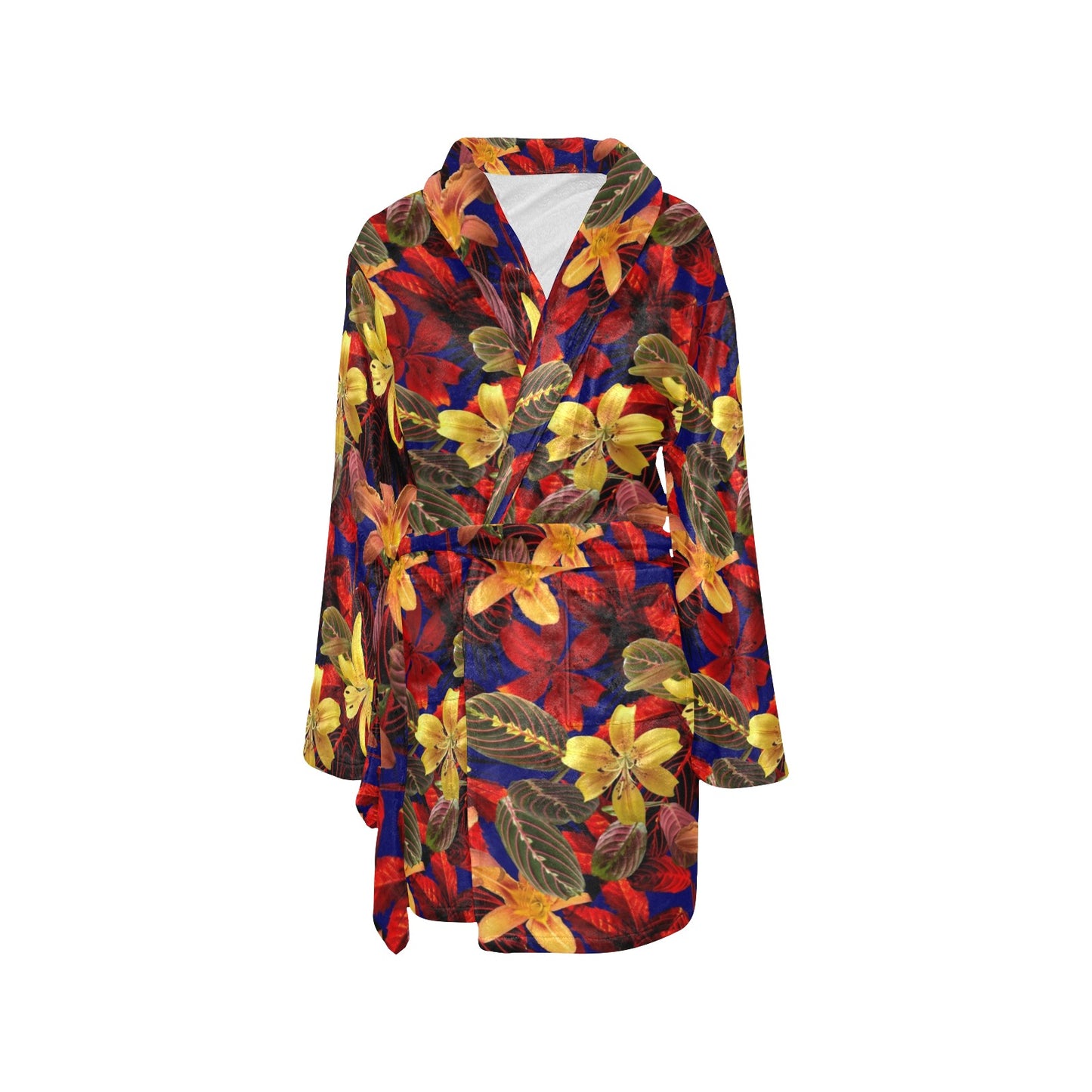 Lily Pattern Print Design LY014 Women's Fleece Robe