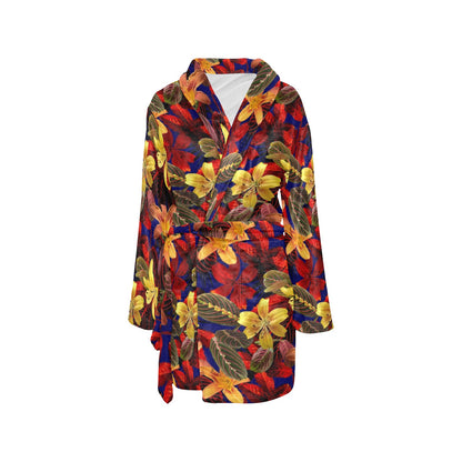 Lily Pattern Print Design LY014 Women's Fleece Robe
