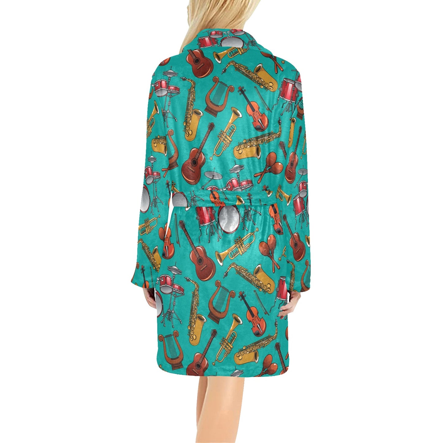 Drum Set Pattern Print Design 01 Women's Fleece Robe