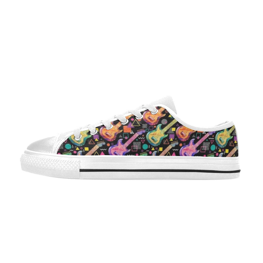 Electric Guitar Print Design LKS403 Women's White Low Top Shoes