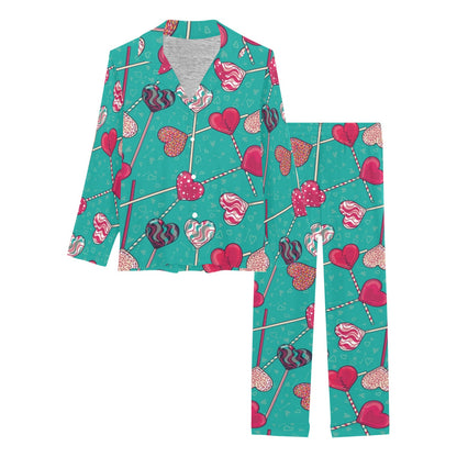 Lollipop Pattern Print Design LL01 Women's Long Pajama Set