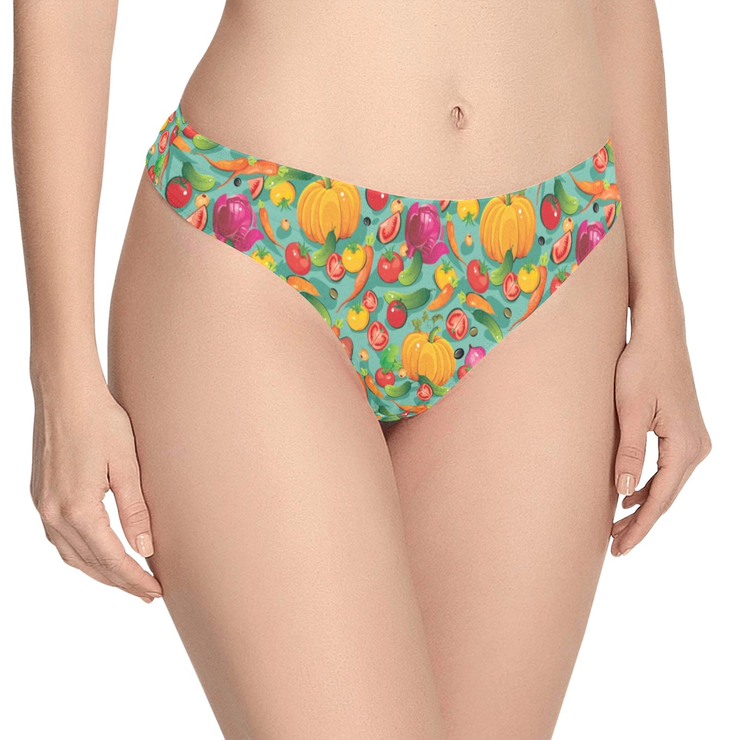 Vegan Colorful Themed Design Print Women's Thongs