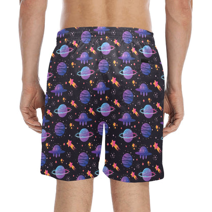 UFO Star Galaxy Print Design LKS308 Men's Swim Trunks Beach Shorts