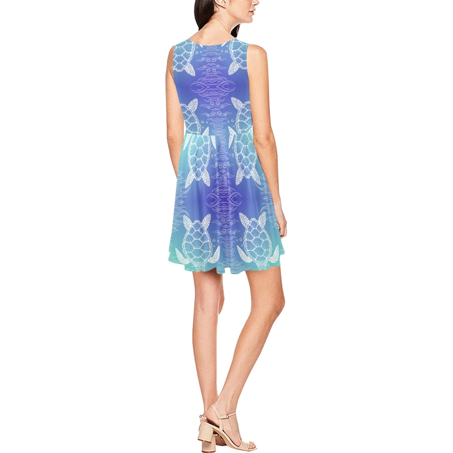 Sea Turtle Draw Sleeveless Dress