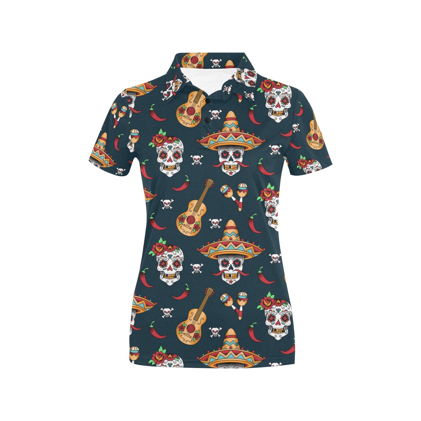 sugar skull Mexican Women's Polo Shirt