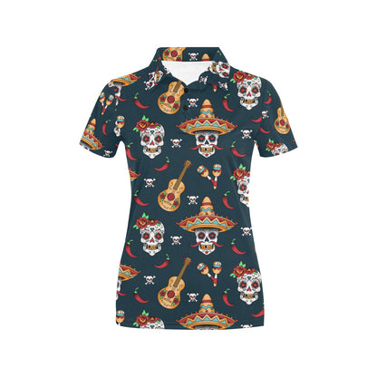 sugar skull Mexican Women's Polo Shirt