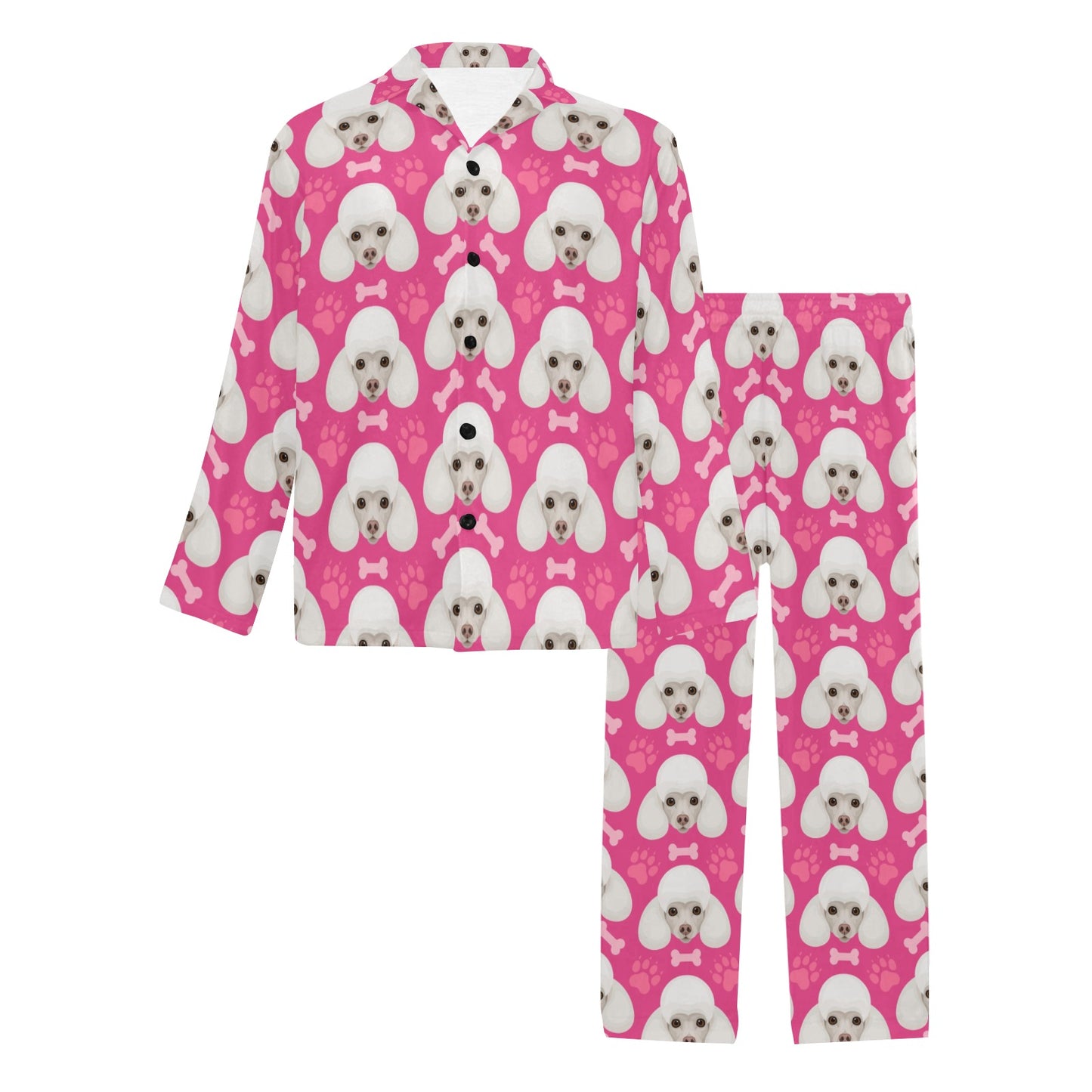 Poodle Pattern Print Design A04 Men's Long Pajama Set