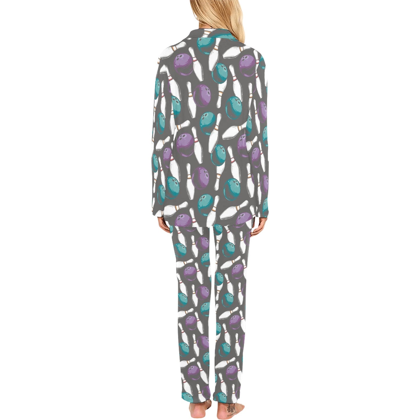 Bowling Pattern Print Design 03 Women's Long Pajama Set
