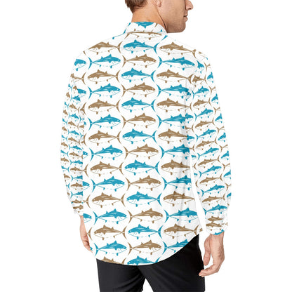 Tuna Fish Print Design LKS301 Men's Long Sleeve Dress Shirt
