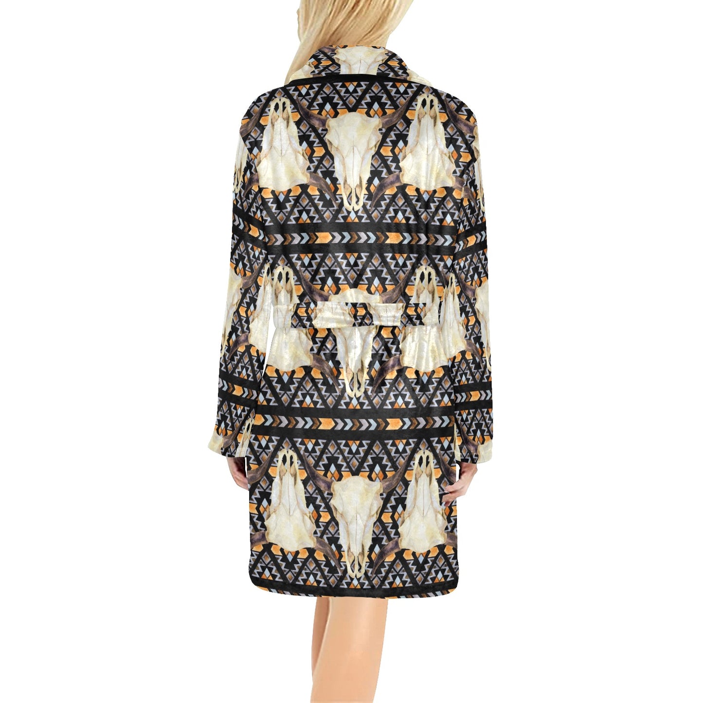Buffalo Head Pattern Print Design 03 Women's Fleece Robe