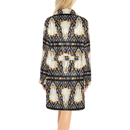 Buffalo Head Pattern Print Design 03 Women's Fleece Robe