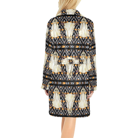 Buffalo Head Pattern Print Design 03 Women's Fleece Robe