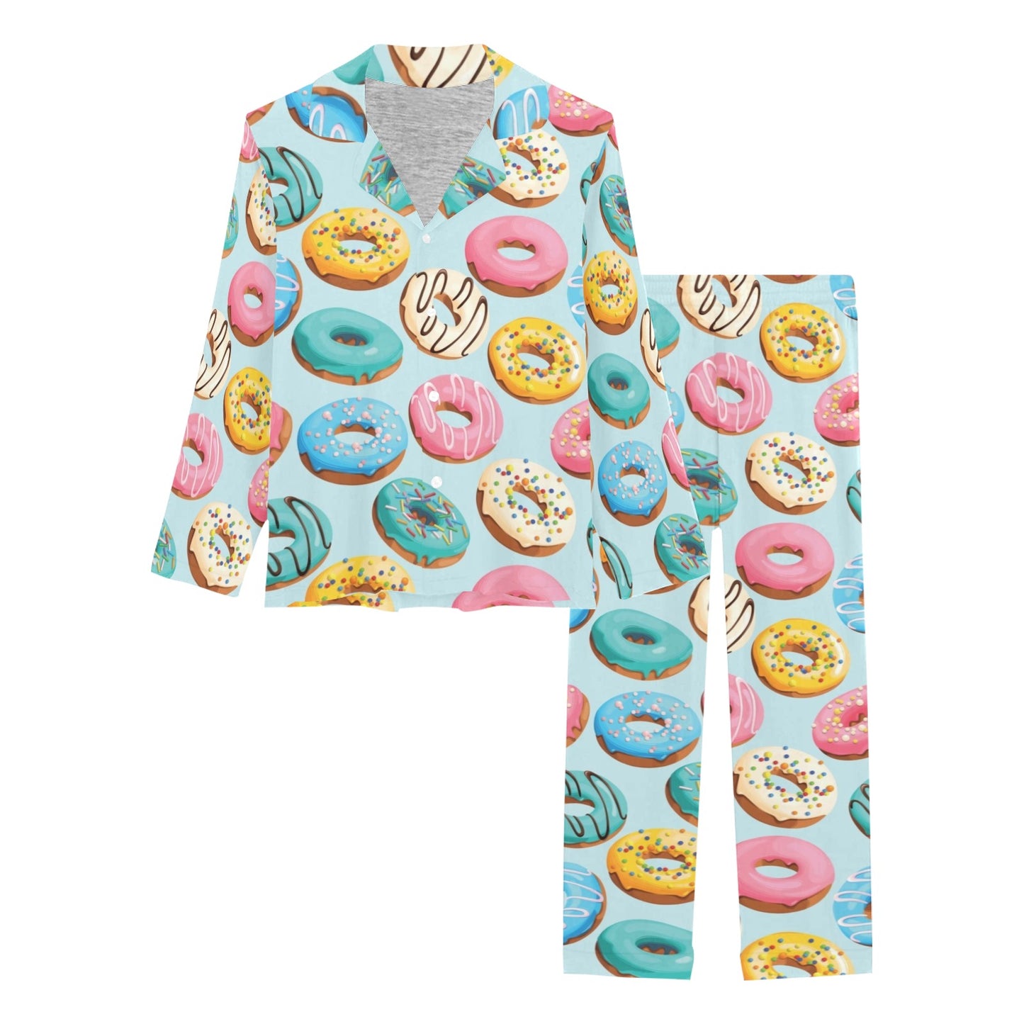 Donut Pattern Print Design DN05 Women's Long Pajama Set