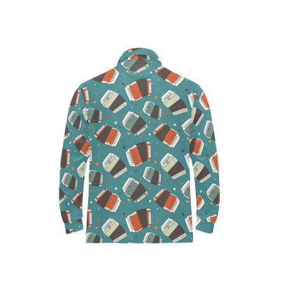 Accordion Pattern Print Design 02 Long Sleeve Polo Shirt For Men's