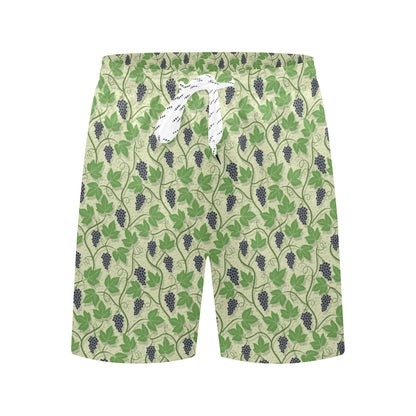 Wine Grape Thmed Print Men's Swim Trunks Beach Shorts