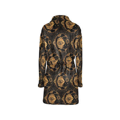 Sun Moon mandala Third eye Women's Fleece Robe