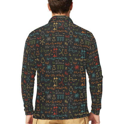 Chemical Pattern Print Design 03 Long Sleeve Polo Shirt For Men's