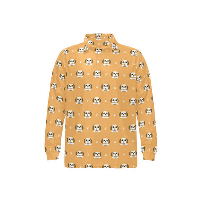 Shih Tzu Print Design LKS303 Long Sleeve Polo Shirt For Men's