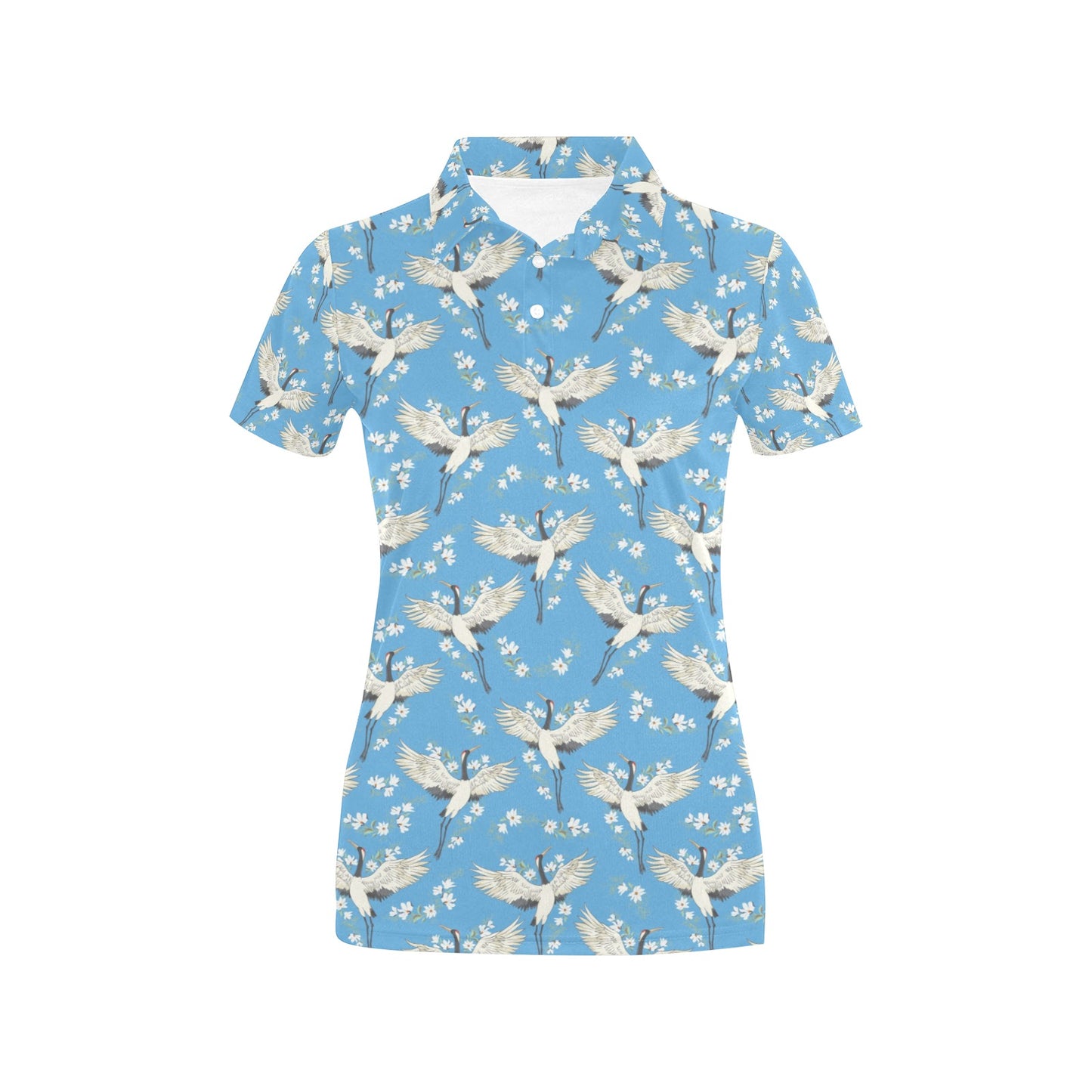 Crane Pattern Print Design 03 Women's Polo Shirt