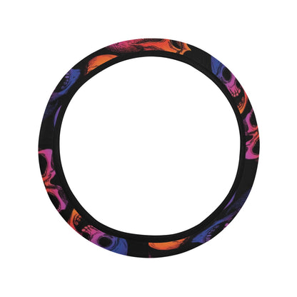 Skull Multicolor Print Design LKS3011 Steering Wheel Cover with Elastic Edge