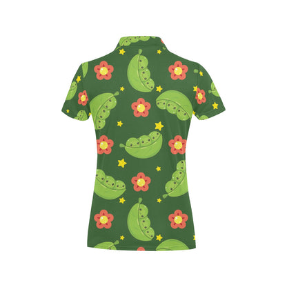 Peas Pattern Print Design A01 Women's Polo Shirt