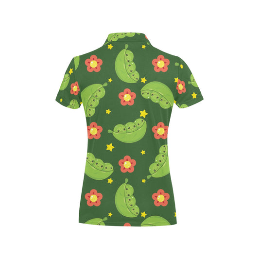Peas Pattern Print Design A01 Women's Polo Shirt