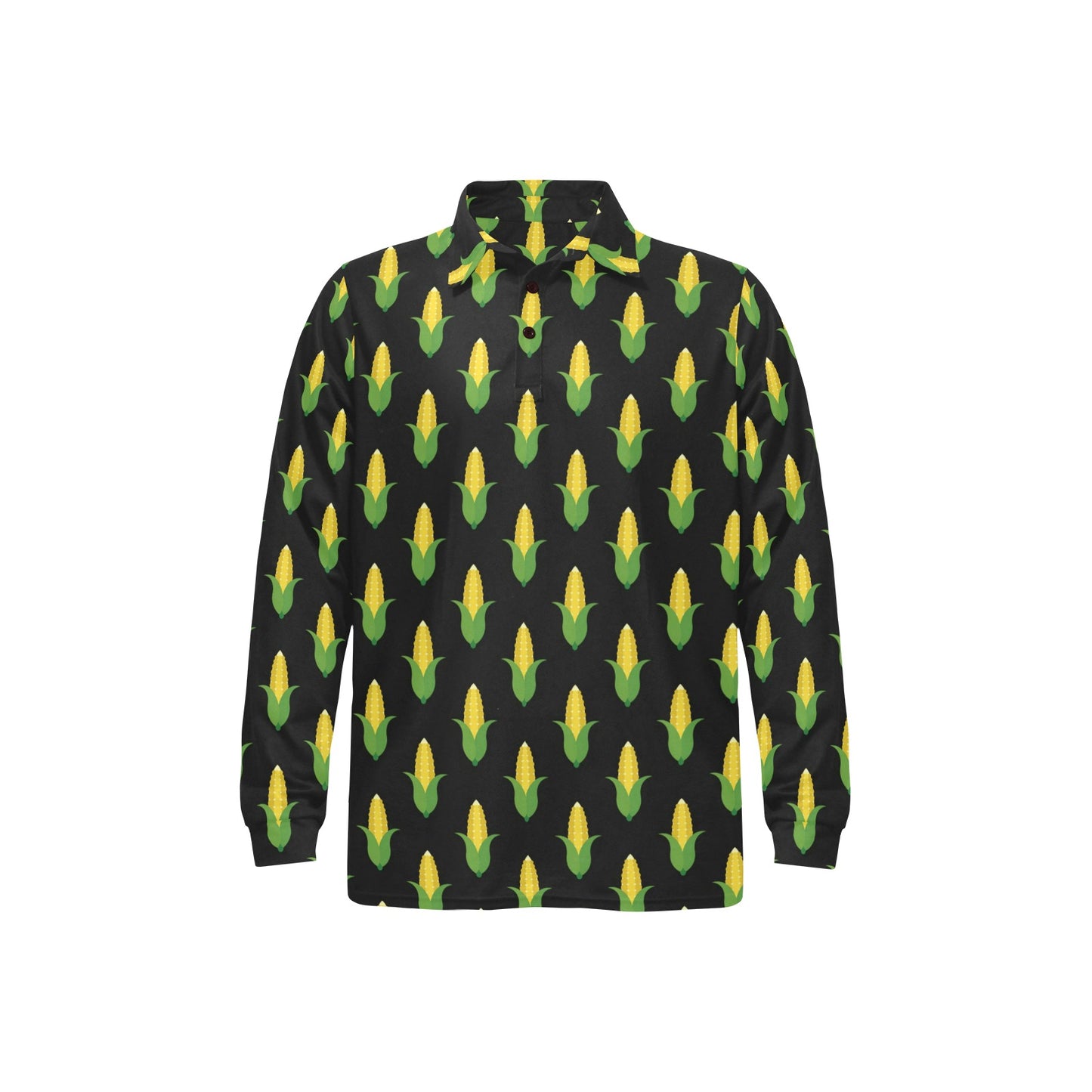 Corn Pattern Print Design 05 Long Sleeve Polo Shirt For Men's