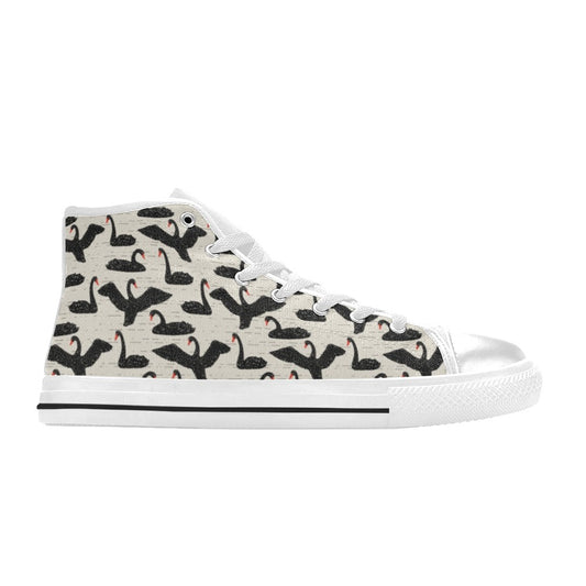 Swan Print Design LKS402 Men's High Top Canvas Shoes