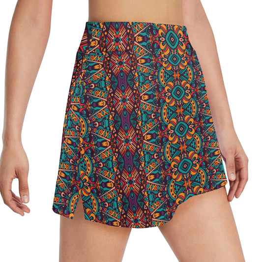 Ethnic Style Print Pattern 17" Golf & Pickleball Skort with Pockets