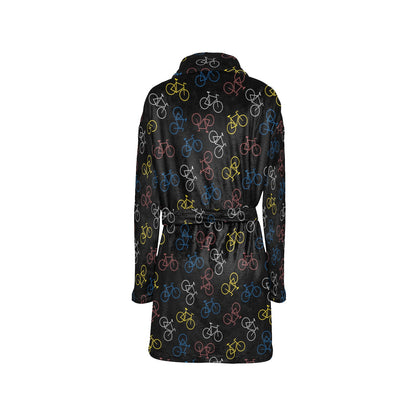 Bicycle Pattern Print Design 03 Women's Fleece Robe