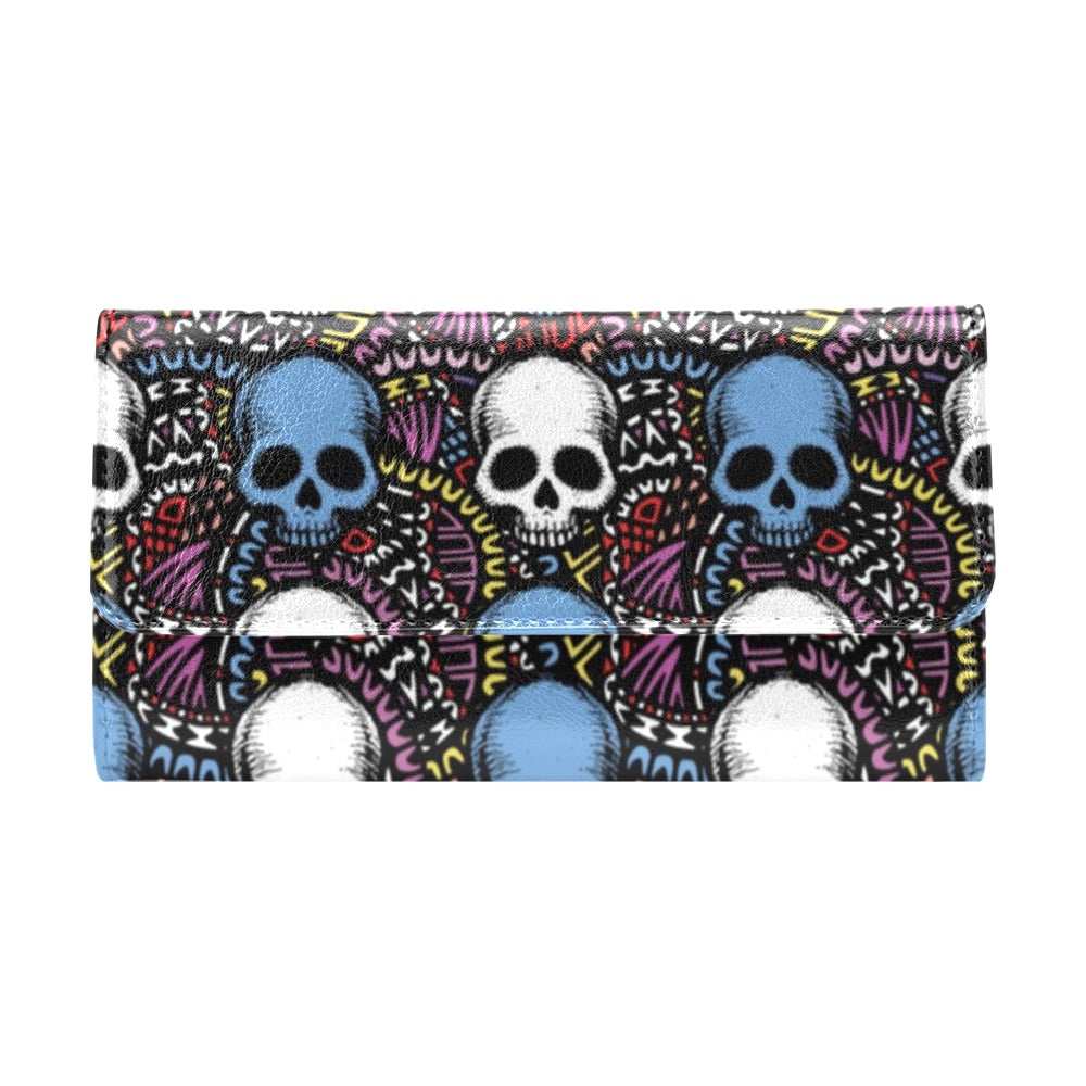 Skull Print Design LKS305 Women's Trifold Wallet