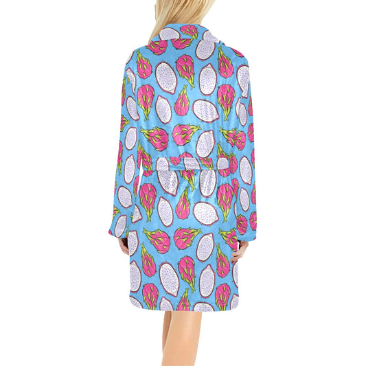 Dragonfruit Pattern Print Design DF04 Women's Fleece Robe