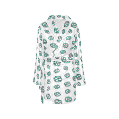 Cancer Zodiac Pattern Print Design 04 Women's Fleece Robe