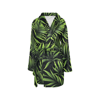 Palm Leaves Pattern Print Design PL07 Women's Fleece Robe