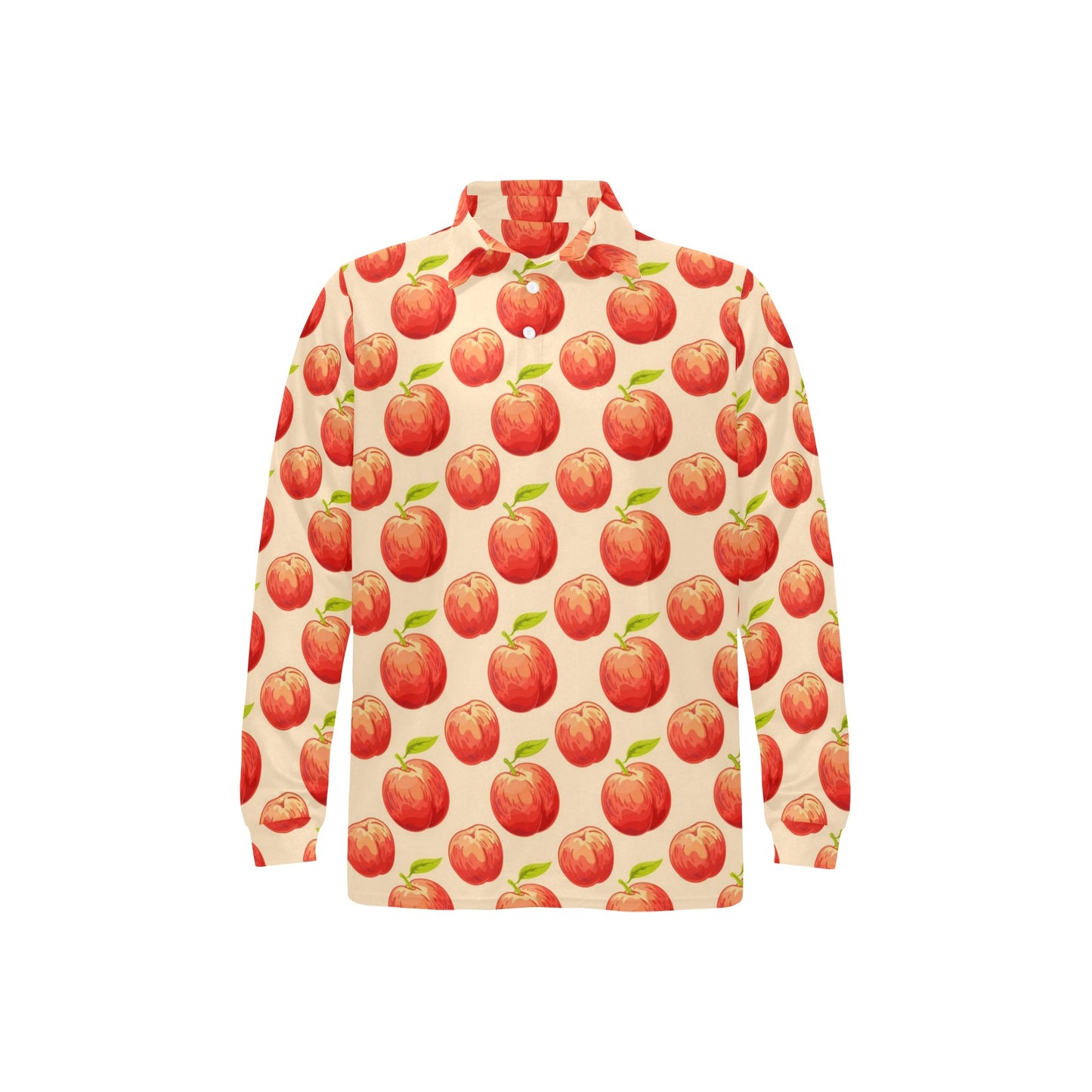 Peach Pattern Print Design A03 Long Sleeve Polo Shirt For Men's
