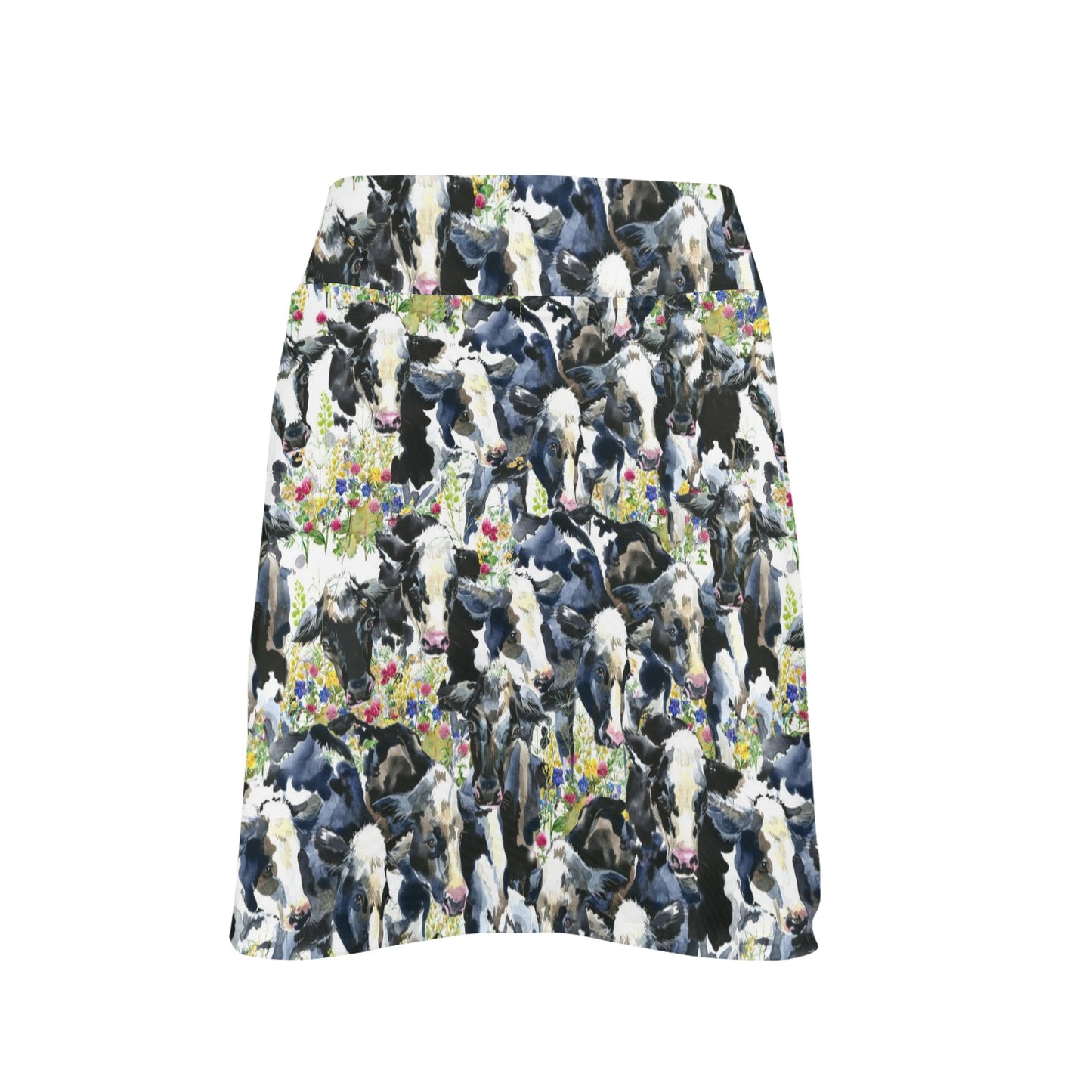 Cow Watercolor Print Pattern 17" Golf & Pickleball Skort with Pockets