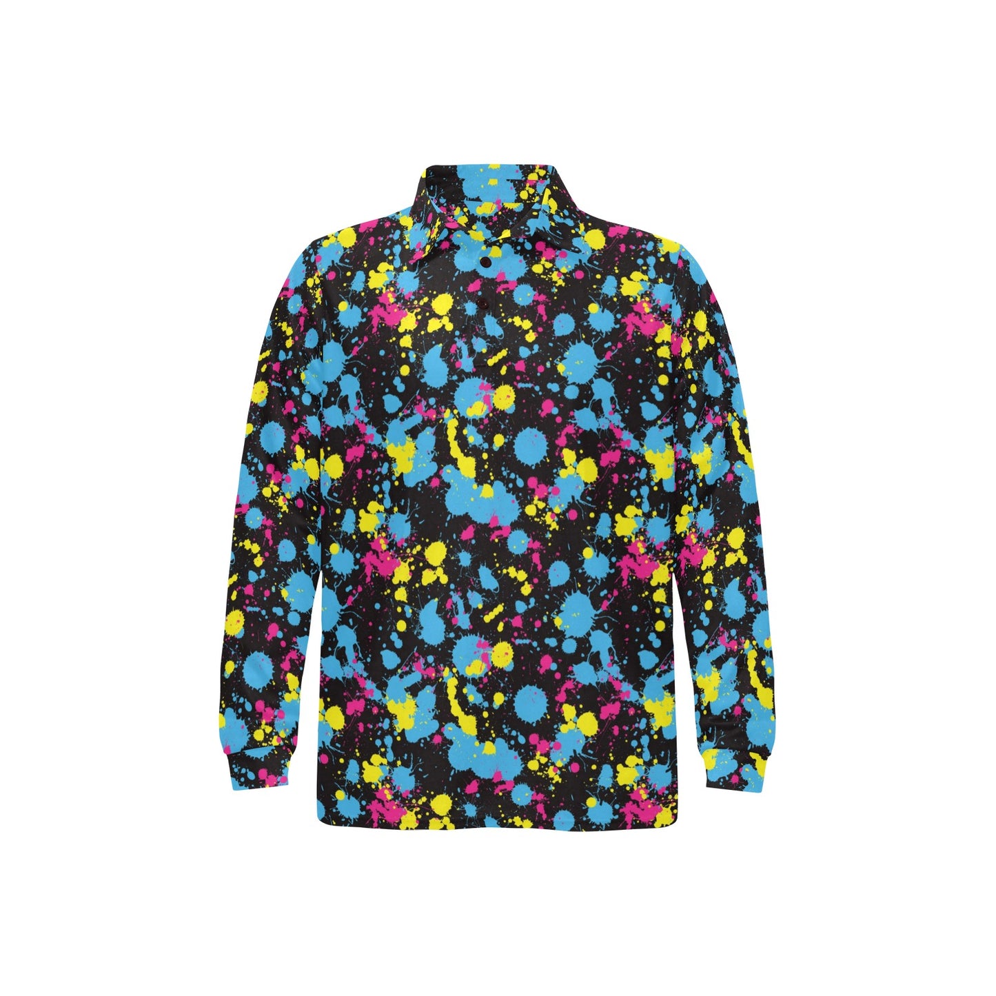Splatter Colorful Print Design LKS301 Long Sleeve Polo Shirt For Men's