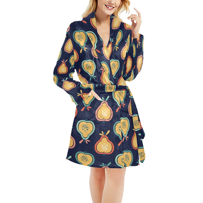 Pear Pattern Print Design PE03 Women's Fleece Robe