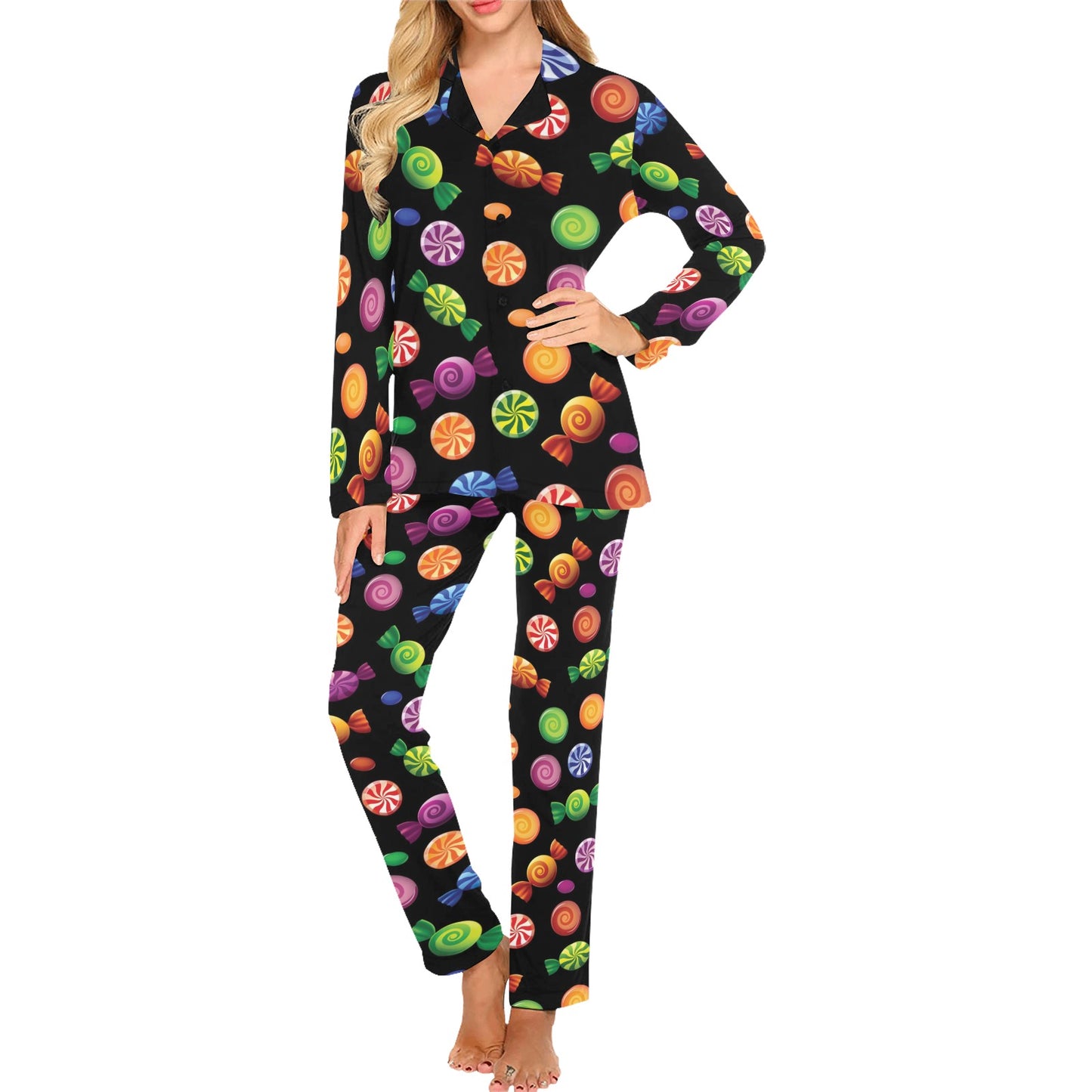 Candy Pattern Print Design 01 Women's Long Pajama Set