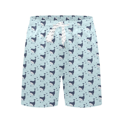 Whale Cute Design Themed Print Men's Swim Trunks Beach Shorts
