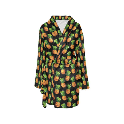 Pineapple Cute Print Design Pattern Women's Fleece Robe