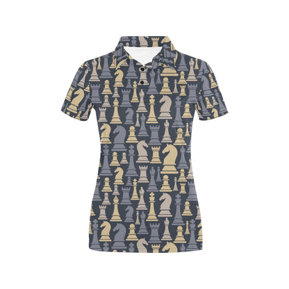 Chess Pattern Print Design 04 Women's Polo Shirt