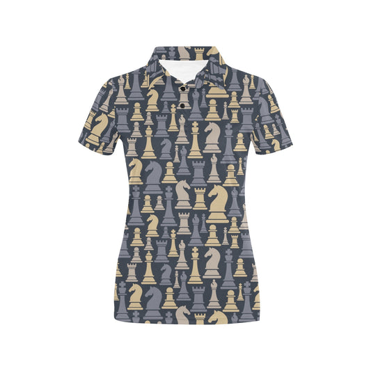 Chess Pattern Print Design 04 Women's Polo Shirt
