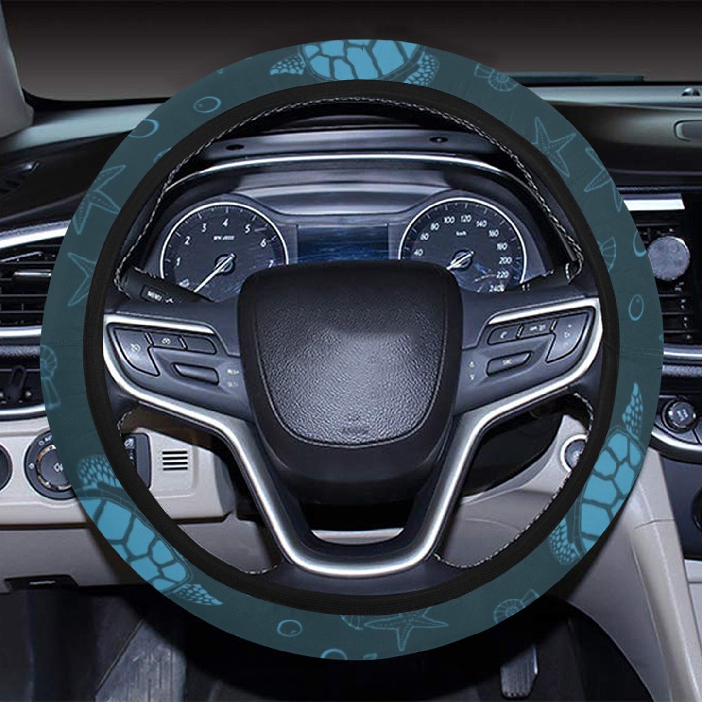 Sea Turtle Print Design LKS308 Steering Wheel Cover with Elastic Edge