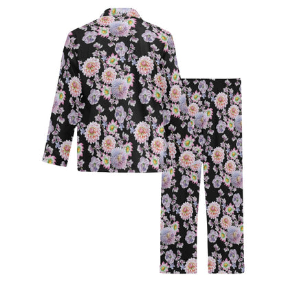 Dahlia Pattern Print Design DH012 Men's Long Pajama Set